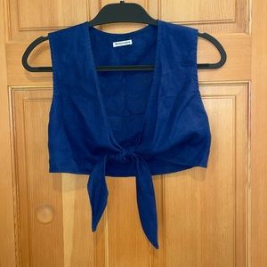 Reformation Linen Blue Crop top